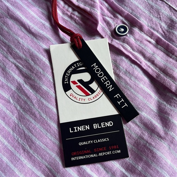 Pink striped linen/cotton blend shirt - Picture 12 of 13